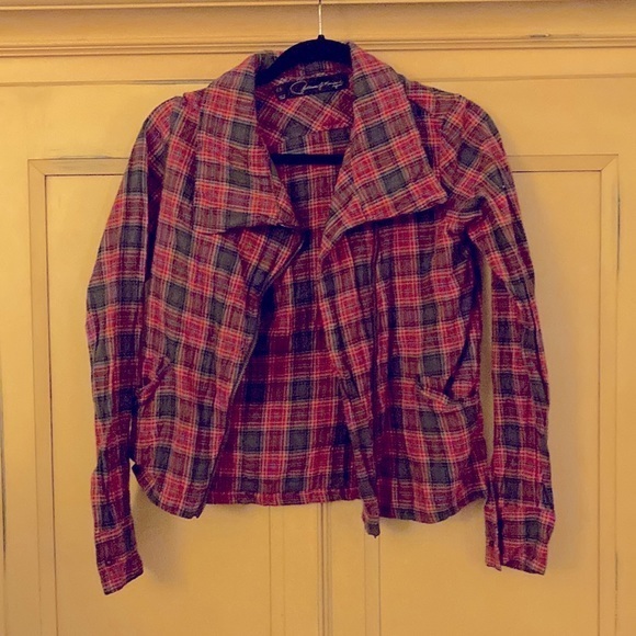 Free people Plaid flannel bomber jacket shirt size XS - Picture 1 of 4